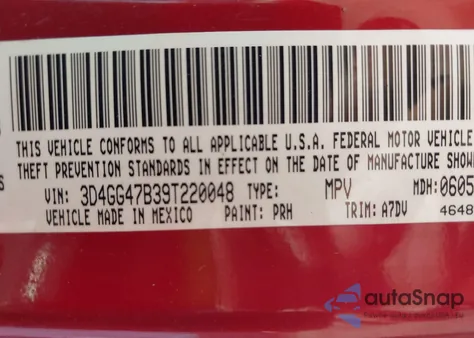 2009 Dodge Journey Se из США, поврежденный, VIN 3D4GG47B39T220048